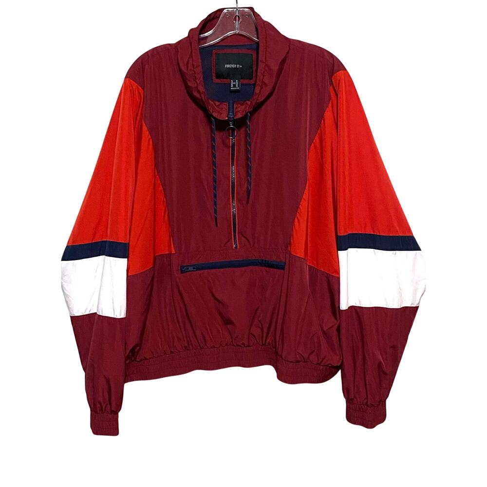 Forever 21+ Half Zip Pullover Colorblock Rain Windbreaker Womens 3XL Althleisure